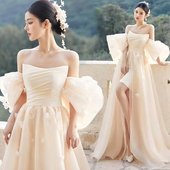 晚礼服裙女2025新款 抹胸订婚礼服女 晨袍超仙森系高级感轻婚纱法式