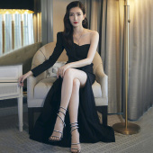 宴会晚礼服裙女2025新款 单肩气质轻奢小众高端大气高级质感主持人