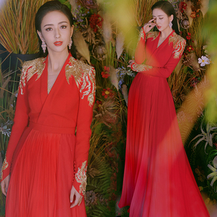 結婚紅色春夏長款 敬酒服新娘2025新款 大氣訂婚回門高端宴會晚禮服