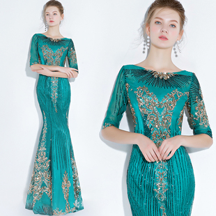 宴会晚礼服长款2025新款端庄大气鱼尾修身显瘦高贵连衣裙晚装女春