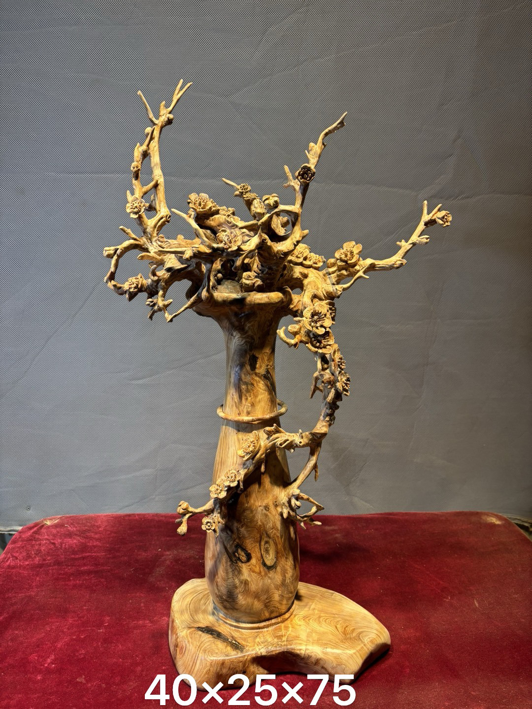 崖柏喜上眉梢根雕摆件天然随形君子兰雕刻松木雕花鸟工艺术品