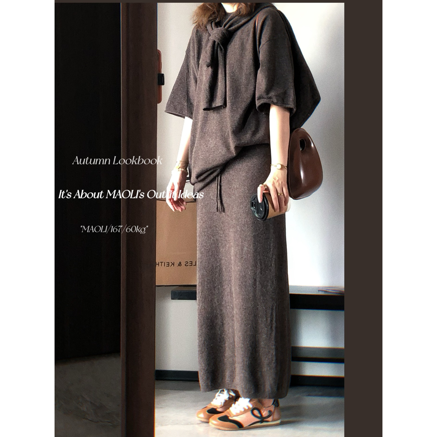 毛丽小四郎【廓形大版】韩系慵懒风宽松套头圆领短袖针织上衣女秋