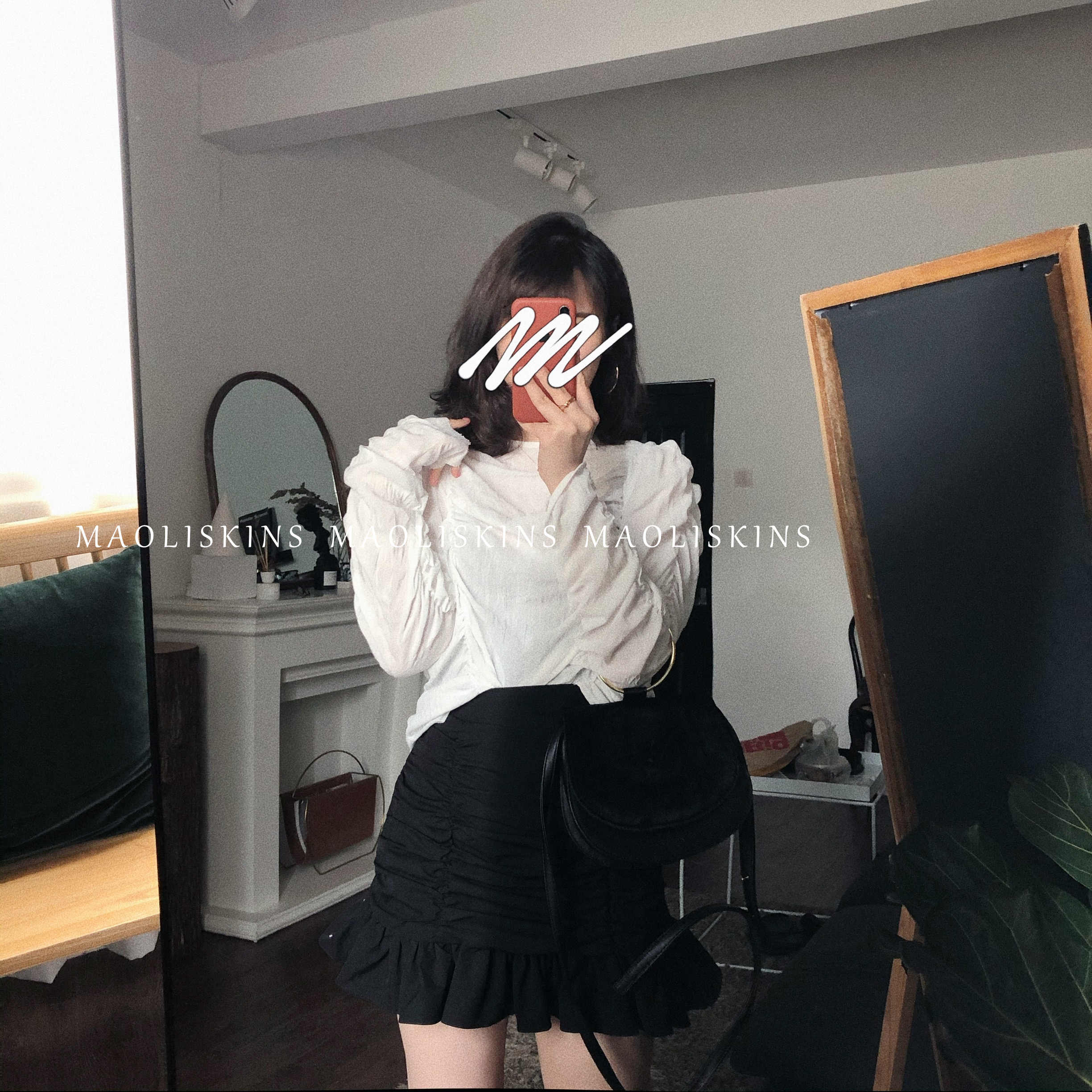 褶皱设计感T恤上衣春装新款