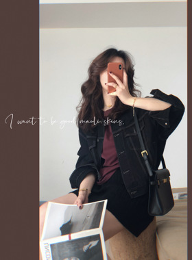 毛丽小四郎【复古vintage】早秋 美式撞色明线夹克时髦牛仔外套女