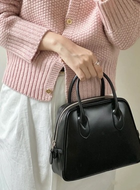 新款2025日本时尚牛皮女士真皮手提包简约fil小白女包潮