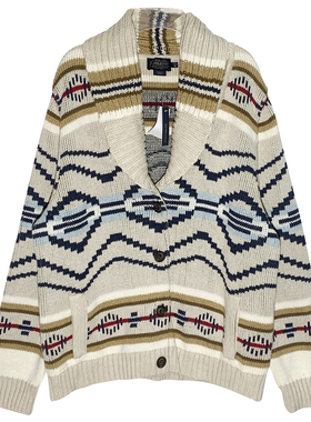 PENDLETON厚冬男装西装领粗针棉质织花长袖时尚口袋纽扣开衫外套