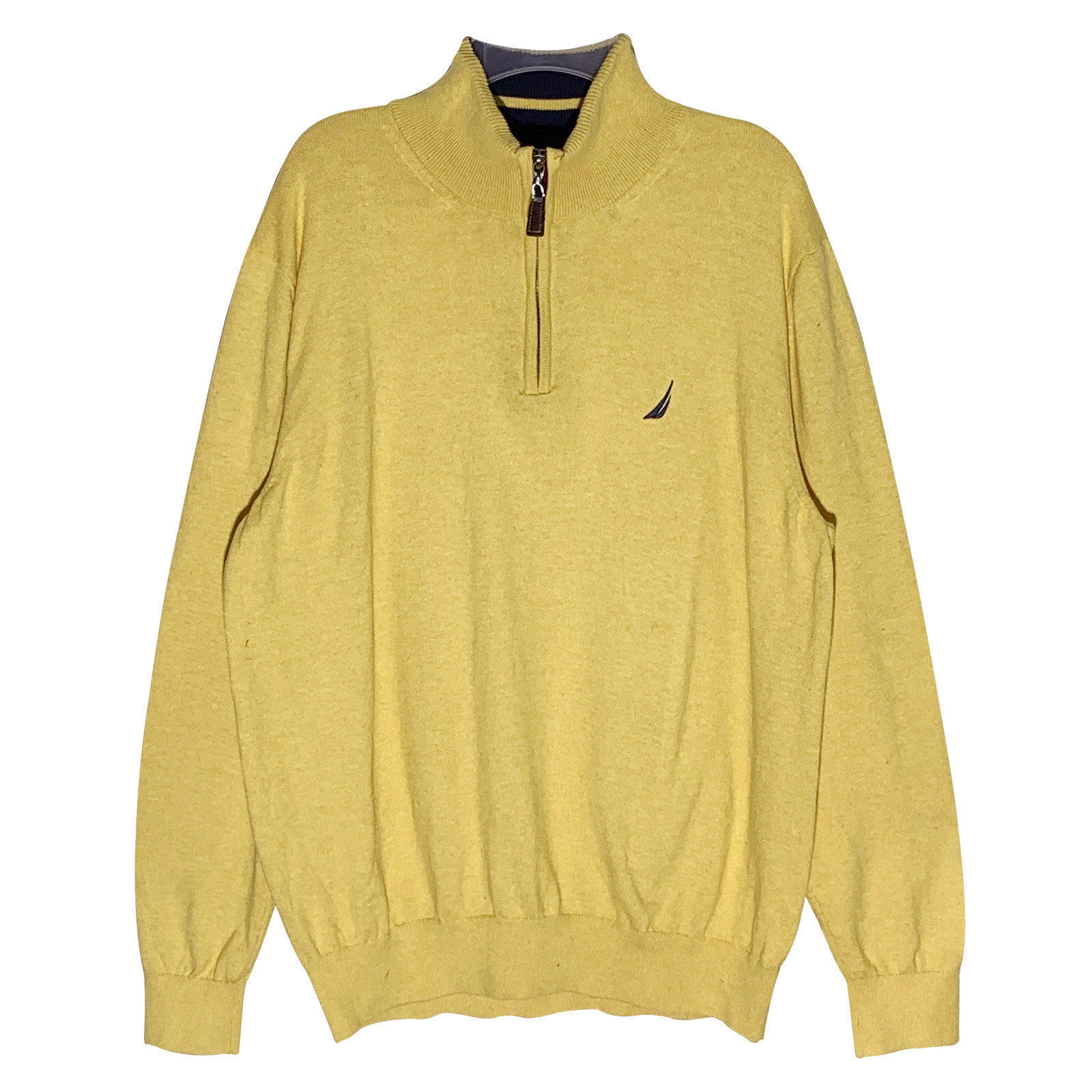 春秋NAUTICA/诺帝卡男装半拉连纯棉纯色长袖休闲打底针织套头上衣