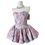 2026年夏季复古优雅甜美碎花心形礼服抹胸连衣裙+收腰短裤套装女