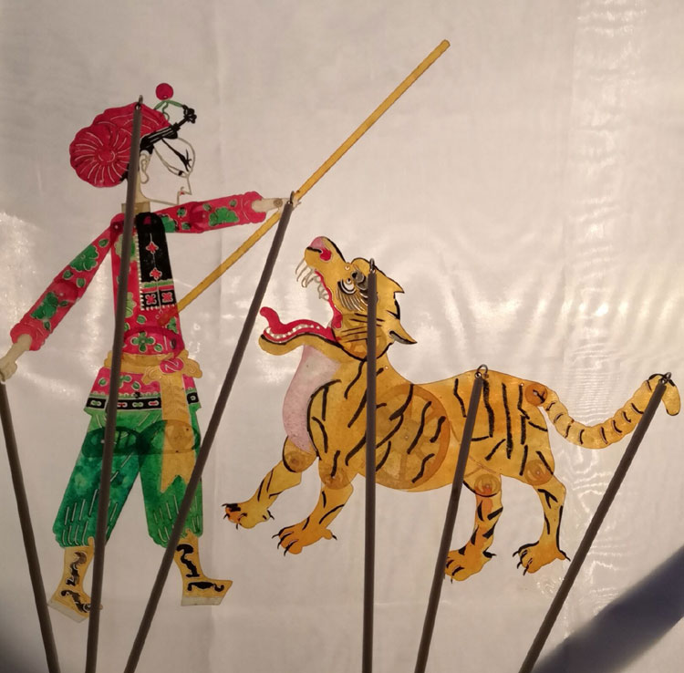 皮影戏表演道具古典历史人物武松打老虎带操作杆幼儿手工课教具
