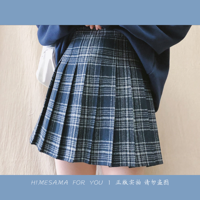 Himesama 西海。自制 复古清新学生ins百搭格子毛呢百褶半身短裙在类目 女装/女士精品, 半身裙中 - 来自Buy2taobao.com提供专业的淘宝代购服务