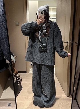 FILLE | 坑条绗棉卫裤 气质百搭遮肉显瘦竖坑条加厚保暖长裤子女