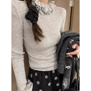 FILLE｜花边领针织 上衣 千金感宫廷风甜美荷叶边显瘦叠穿打底衫