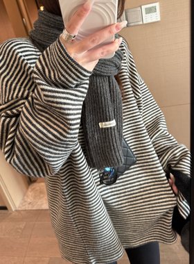 FILLE｜条纹粗针t 休闲氛围感慵懒松弛感百搭撞色套头针织衫上衣