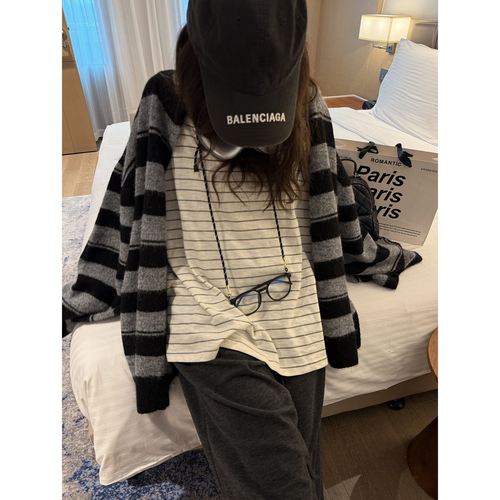 FILLE|条纹长袖T恤慵懒风