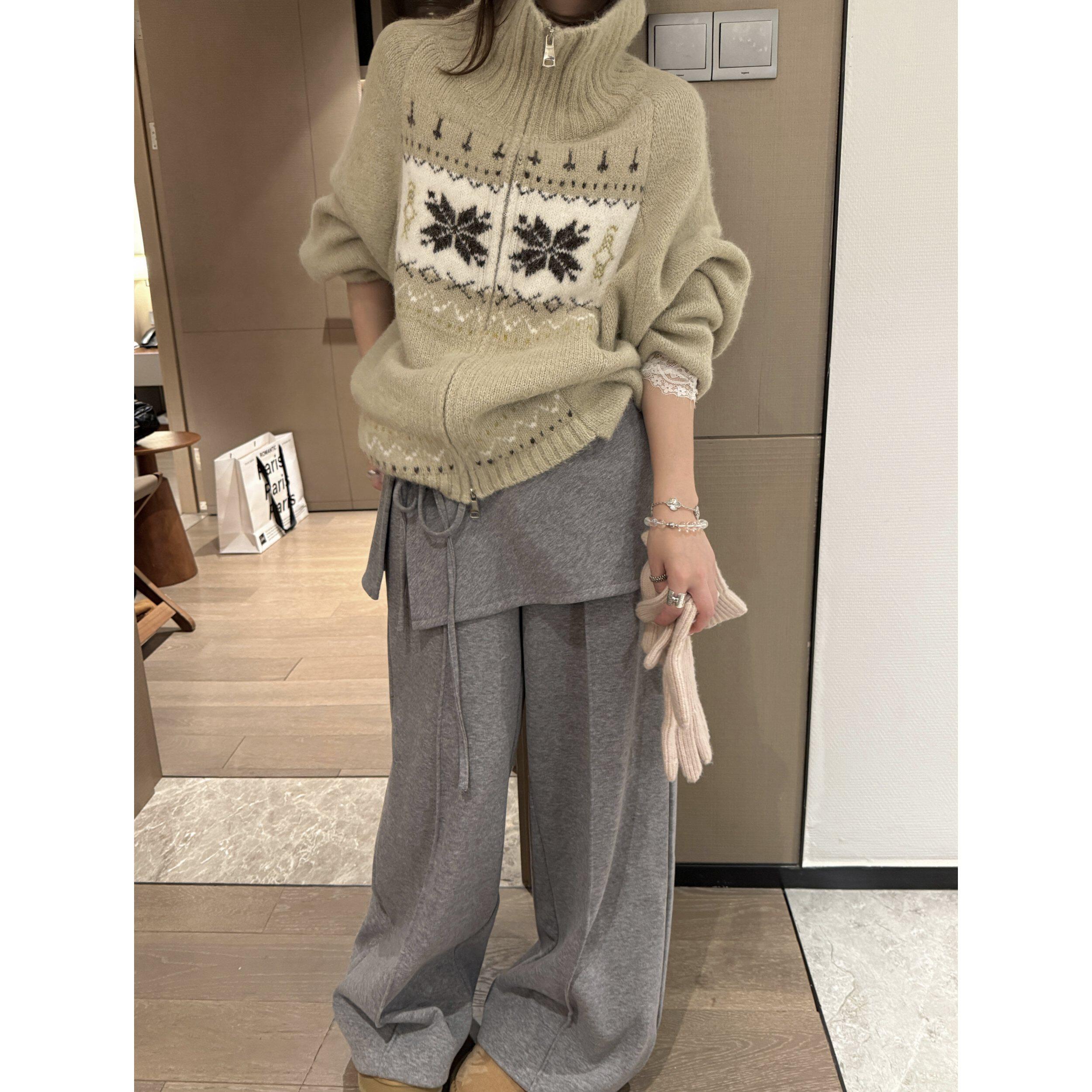 FILLE加绒屁帘卫裤气质休闲裤