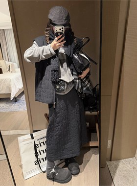 FILLE | 坑条棉马甲 复古小众刺绣绗棉叠穿拉链背心宽松无袖外套