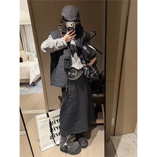 外套 复古小众刺绣绗棉叠穿拉链背心宽松无袖 FILLE 坑条棉马甲