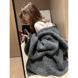 FILLE｜连帽灯笼袖 软糯氛围松弛感慵懒羊毛针织毛衣外套 大开衫