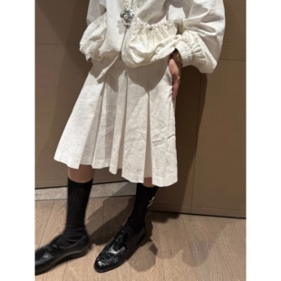 子女 日系学院风简约减龄a字显瘦百搭中裤 FILLE 亚麻百褶裙裤