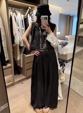 FILLE｜勾花背心灯笼裤套装 度假风松弛上衣阔腿裤蕾丝拼接两件套