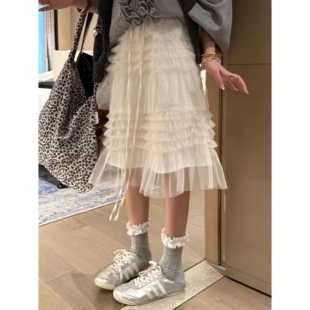氛围感中长款 蛋糕半身裙 仙女甜美度假风气质法式 FILLE｜网纱中裙