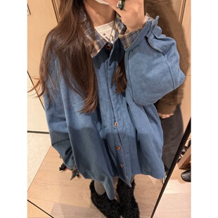 FILLE | 格子衬衫棉衣 复古美式学院风大版男友风宽松两面穿外套