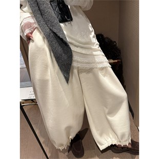 FILLE | 花苞加绒裤 减龄可爱韩式压褶宽松羊毛呢九分灯笼裤子