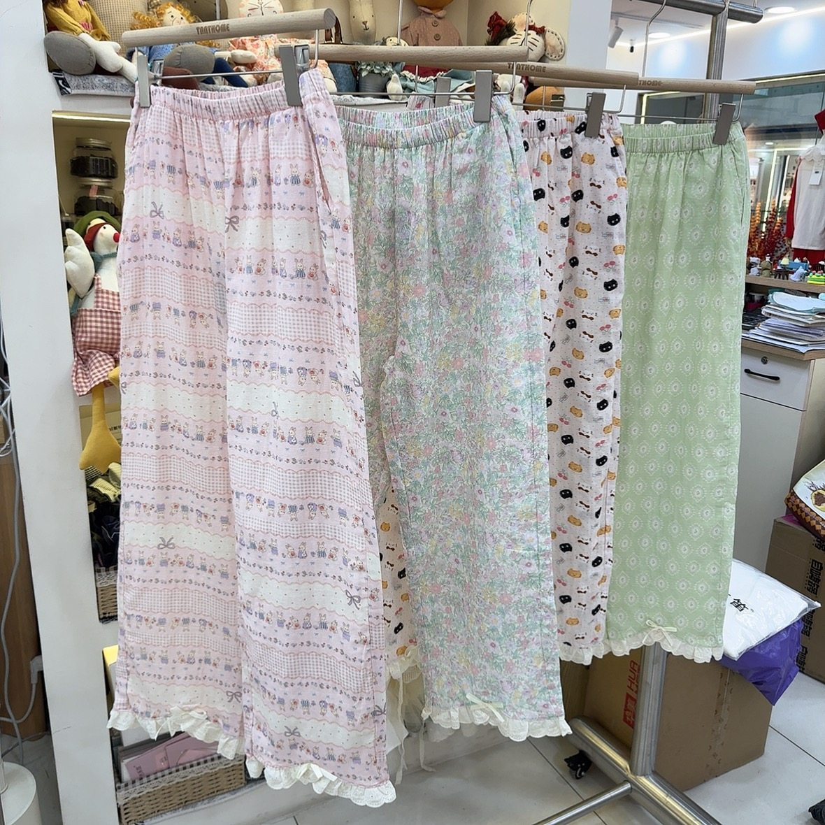 双层棉纱睡裤女春夏甜美可爱卡通兔子少女蝴蝶结可外穿家居裤长裤,女士内衣/男士内衣/家居服,睡裤/家居裤,淘宝优惠券,粉丝福利购,淘宝优惠卷