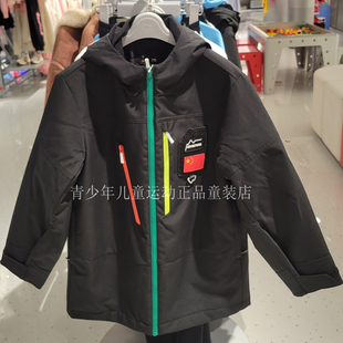 李宁童装2025冬季户外运动风连帽男童加厚夹克青少年国潮拉链外套