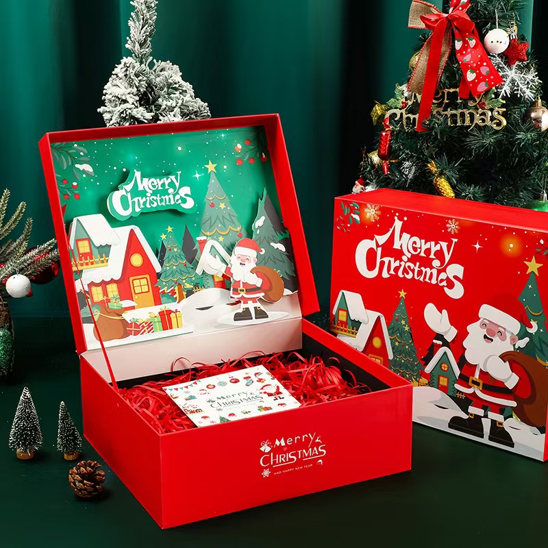 2025新年圣诞节礼盒高级感大号生日礼物口红围巾红色包装盒空盒子