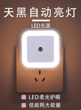 小夜灯插电感应灯夜光灯卧室led灯具床头婴儿儿童睡觉壁灯节能灯