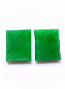 如意坊缅甸天然A货翡翠 冰糯种满辣绿素面方牌裸石镶件231016qer