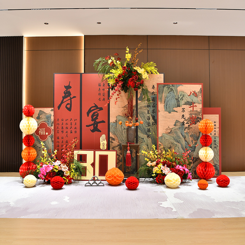 老人寿宴场景布置背景墙60八十70老人过祝寿生日装饰用品kt板定制