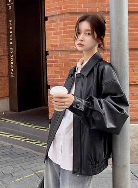 皮衣外套女短款2026秋季新款港风黑色pu小个子美式复古机车服夹克
