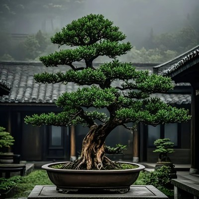 盆景老桩米叶四季正宗罗汉松迎客松红芽珍珠植物室内绿植盆栽客厅