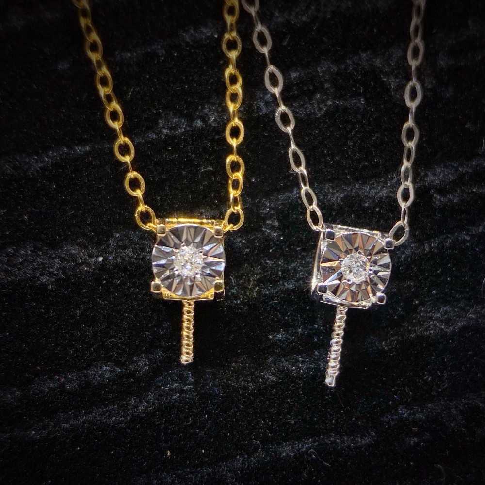 经典18K金钻石珍珠吊坠托