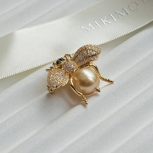 海水南洋金珍珠蜜蜂胸针强光10MM天然浅色螺纹巴洛克胸针吊坠两用