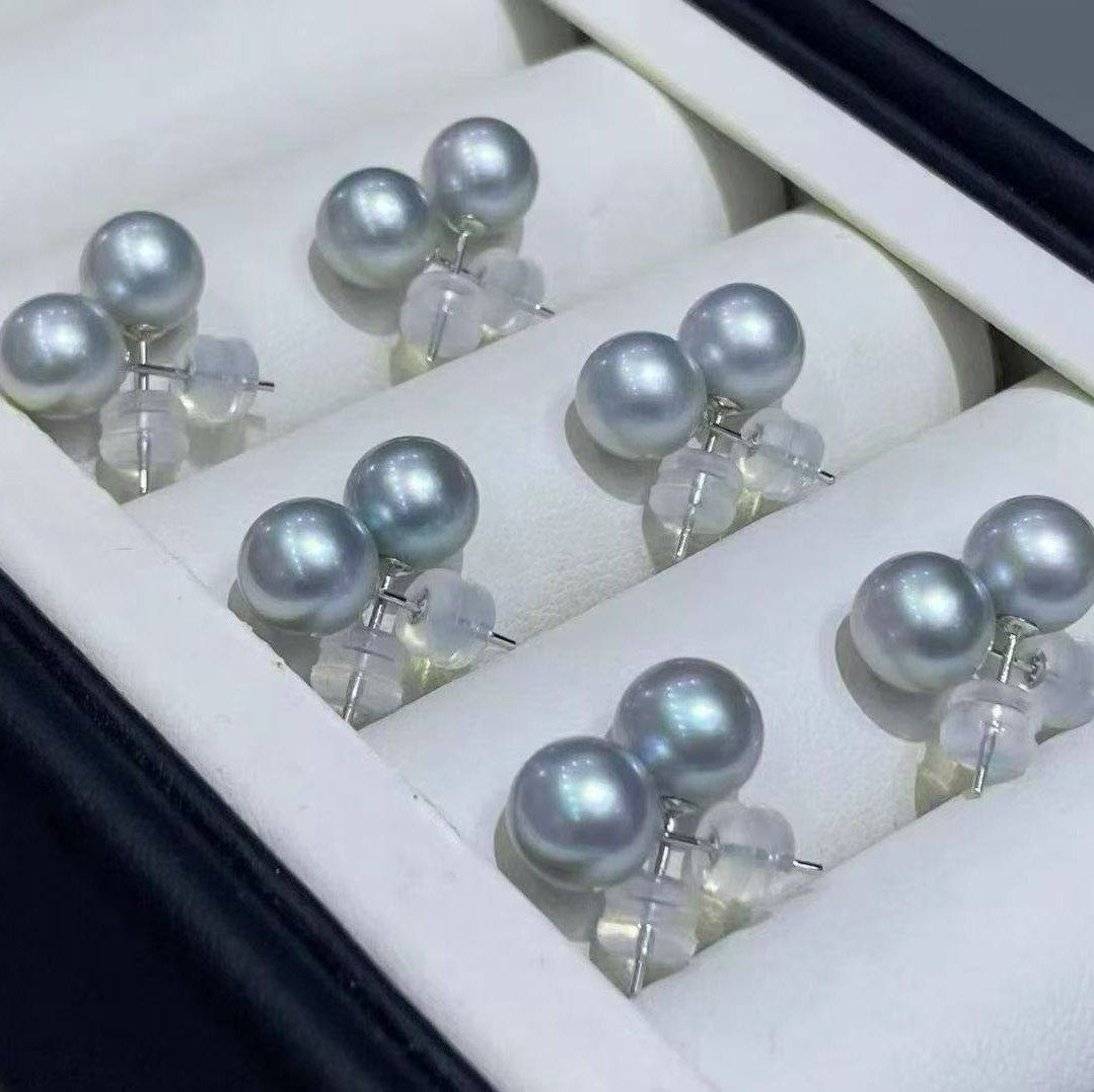 海水akoya珍珠耳钉银灰色真多麻18K金耳针正圆强光名媛高性价,珠宝/钻石/翡翠,耳饰,淘宝优惠券,粉丝福利购,淘宝优惠卷