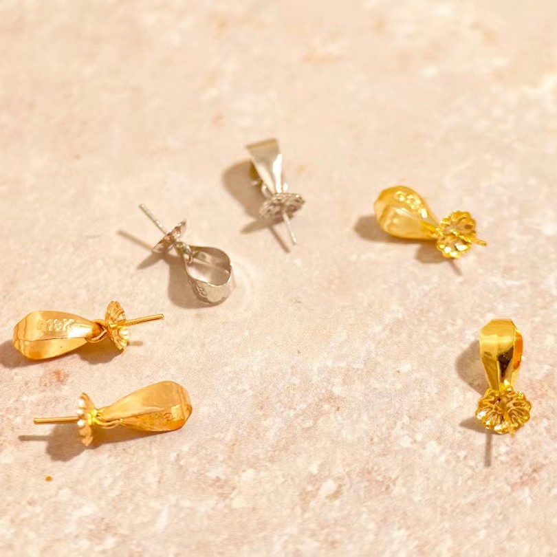 G18K金瓜子托珍珠吊坠扣头配件