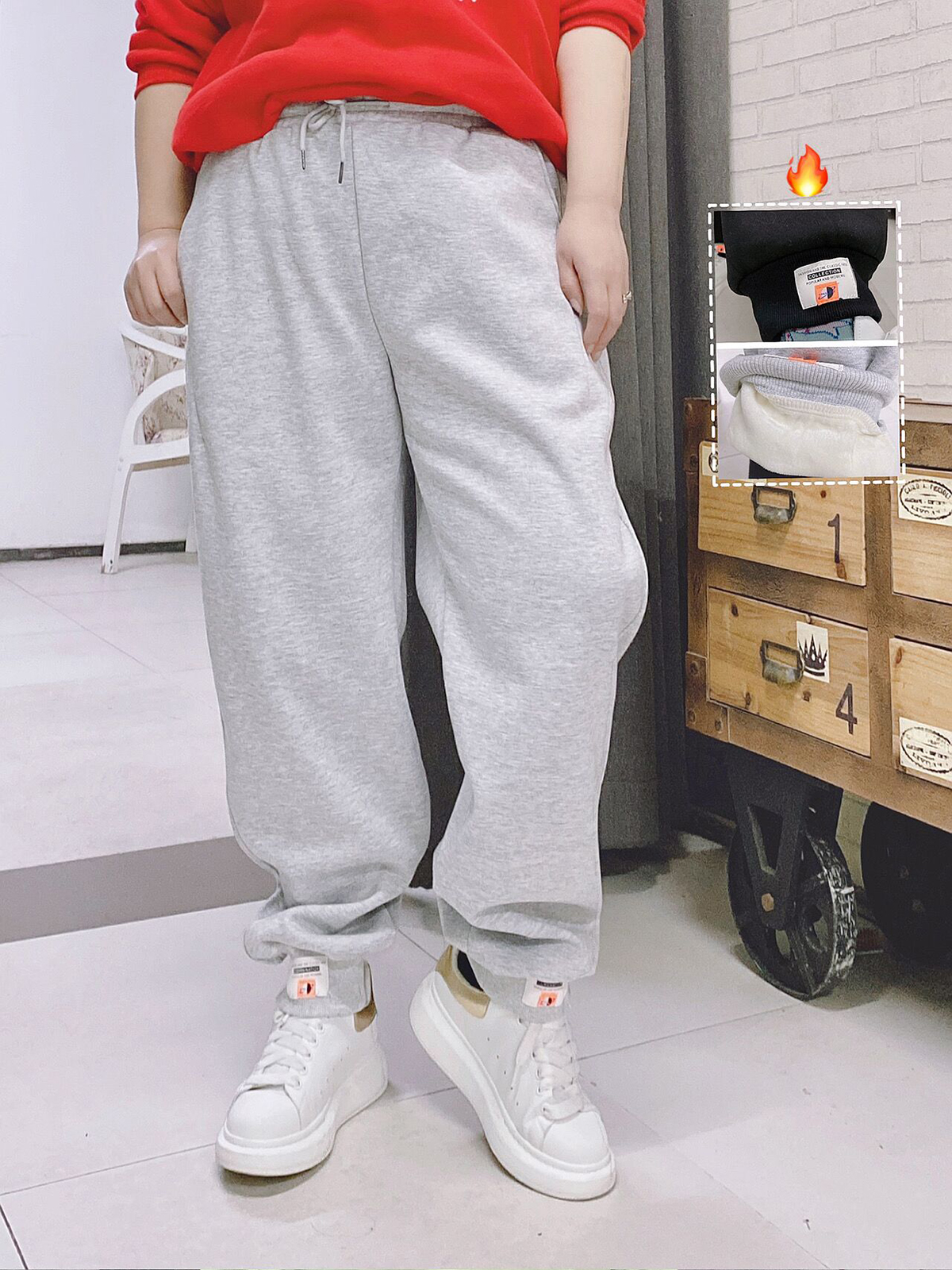 300斤韩版贴标加绒运动裤洋气束口潮裤显瘦hello胖妞大码女装胖MM