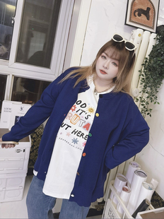 女装 彩扣毛衣外套hello胖妞特大码 胖mm 春季 350斤简约显瘦针织开衫