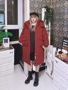 280斤高品质巨显瘦简约风羽绒服连帽保暖外套hello胖妞特大码女装