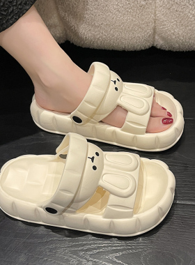 凉拖鞋女夏季可爱户外穿加厚底静音防臭浴室防滑后带一脚蹬踩屎感
