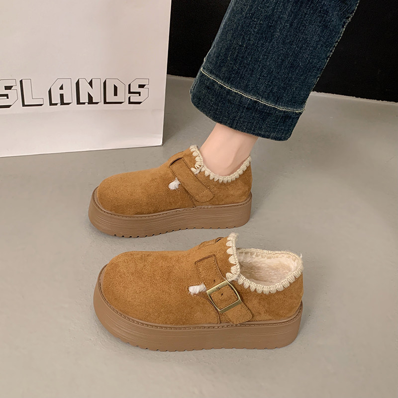 厚底加绒勃肯鞋女2025新款秋冬季豆豆乐福鞋保暖雪地靴低帮棉鞋子,女鞋,时尚雪地靴,淘宝优惠券,粉丝福利购,淘宝优惠卷