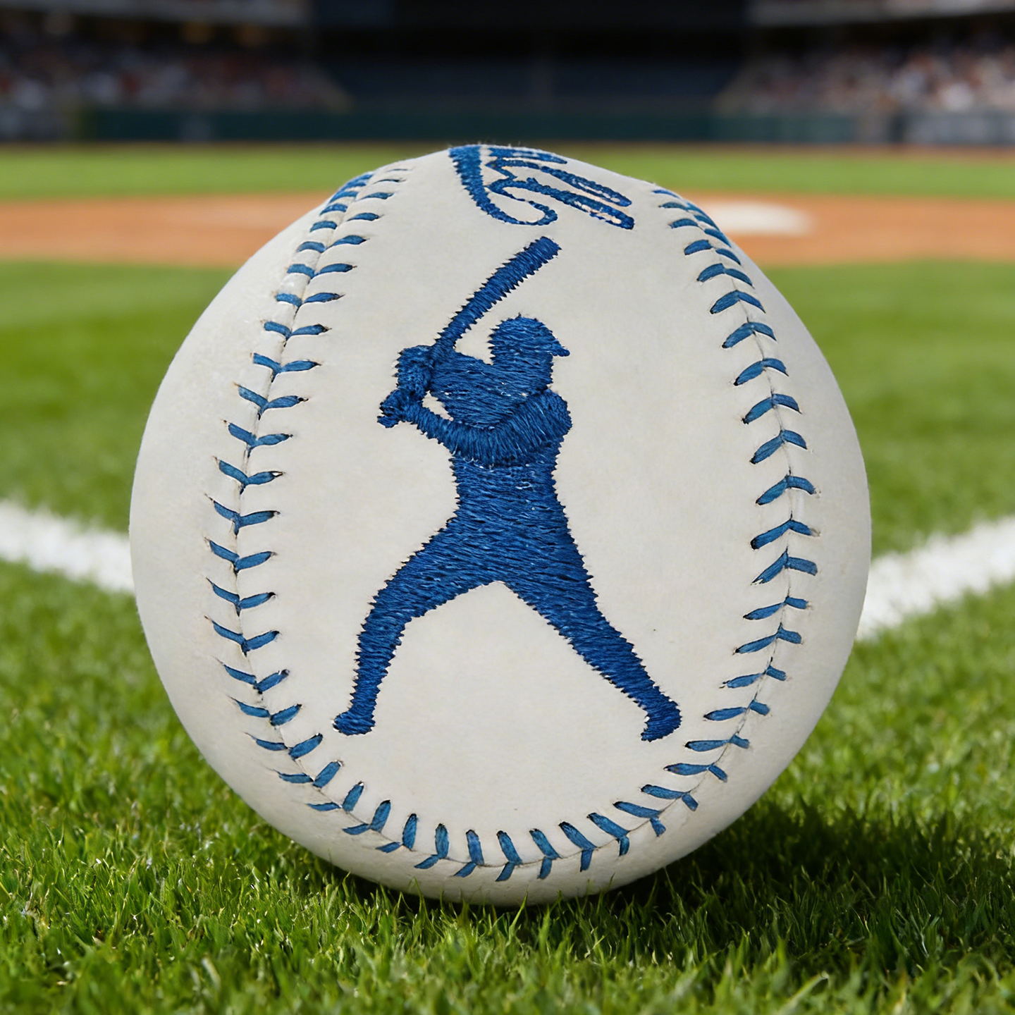 手工刺绣Baseball Batter Hitting动作棒球头层牛皮 定制中英名字
