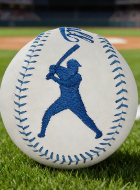 手工刺绣Baseball Batter Hitting动作棒球头层牛皮 定制中英名字