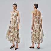 一又几木2025夏新款 度假风腰果花吊带连衣裙女极简老钱风吊带裙