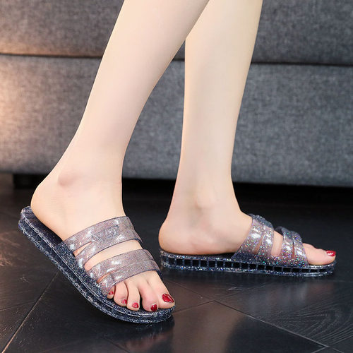 水晶室内居家淋浴外穿凉拖鞋防滑