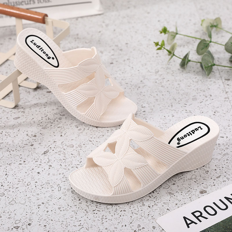 居家室内露趾凉拖坡跟高跟沙滩旅游休闲防滑塑胶拖鞋女夏户外妈妈,女鞋,一字拖,淘宝优惠券,粉丝福利购,淘宝优惠卷