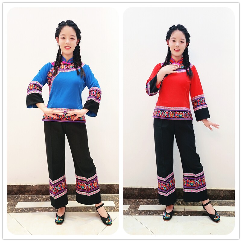 精品布衣族绣花黑裤女套装布依族蝴蝶绣花女装少数民族服饰套装